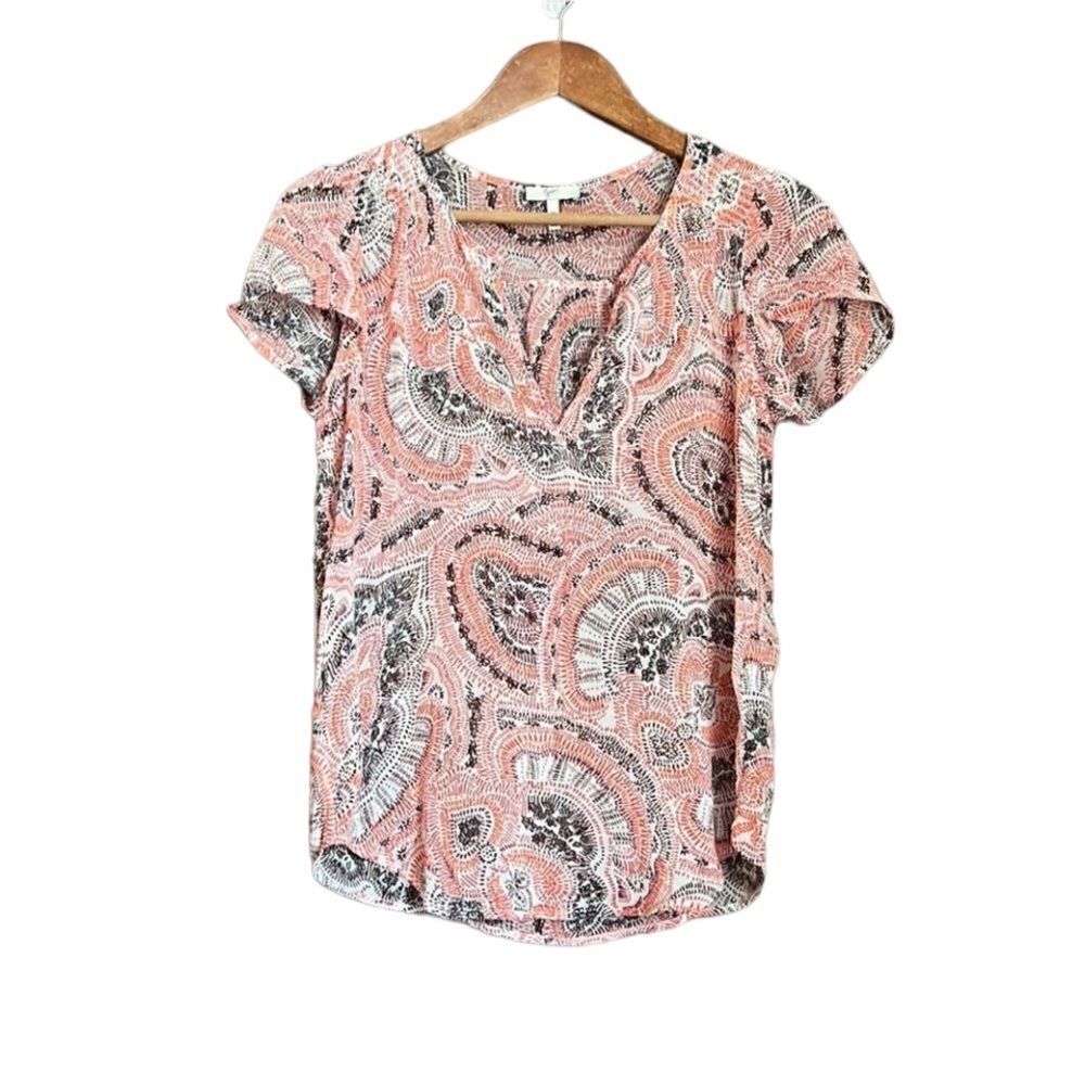 Joie 100% silk short sleeve printed blouse